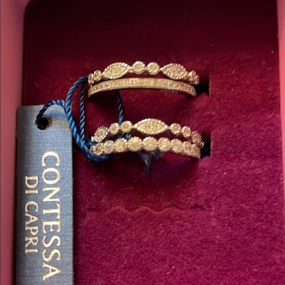 Silver Crystal Stack Rings - Picture 2 of 3